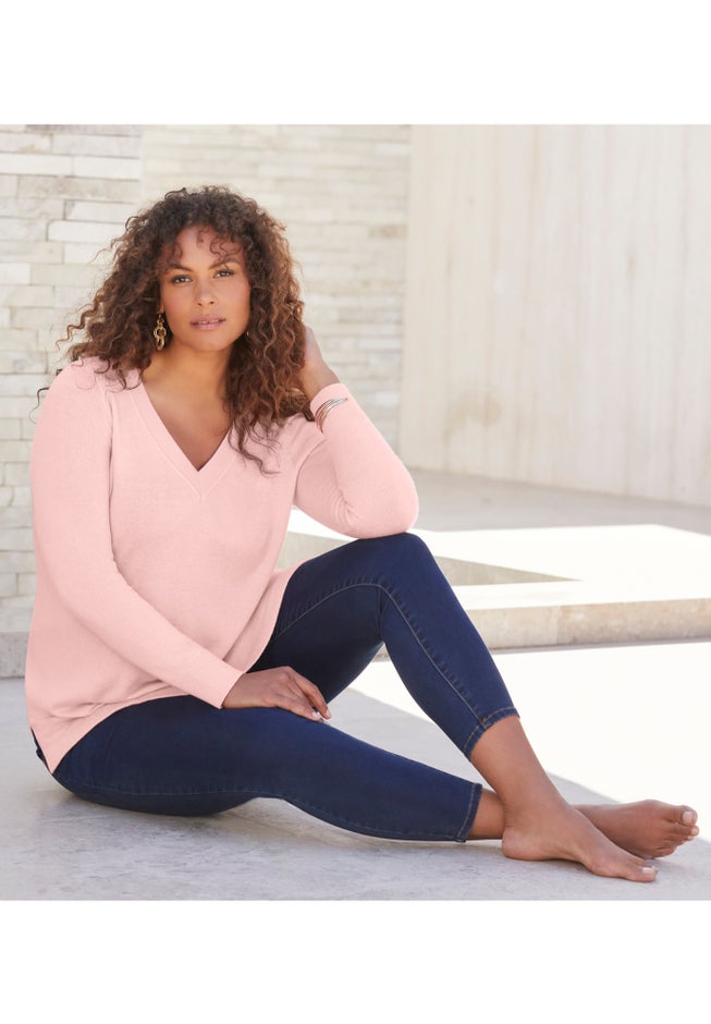 Plus Size CashMORE V-Neck Sweater image number 5