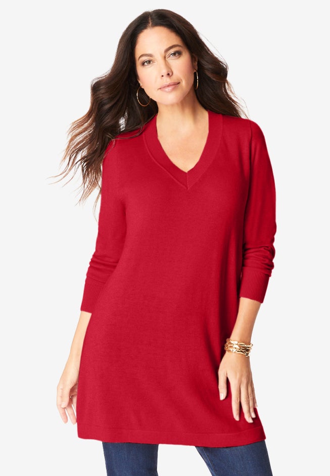 Plus Size CashMORE V-Neck Sweater image number 0