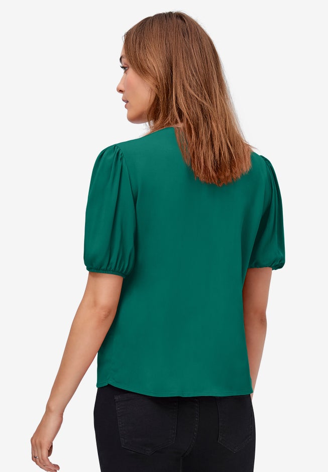 Contrast Button-Front Blouse image number 1