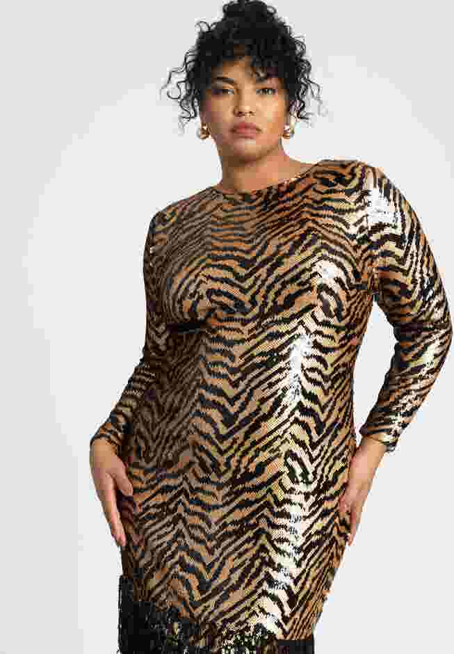 Animal Pattern Sequin Dress image number 3