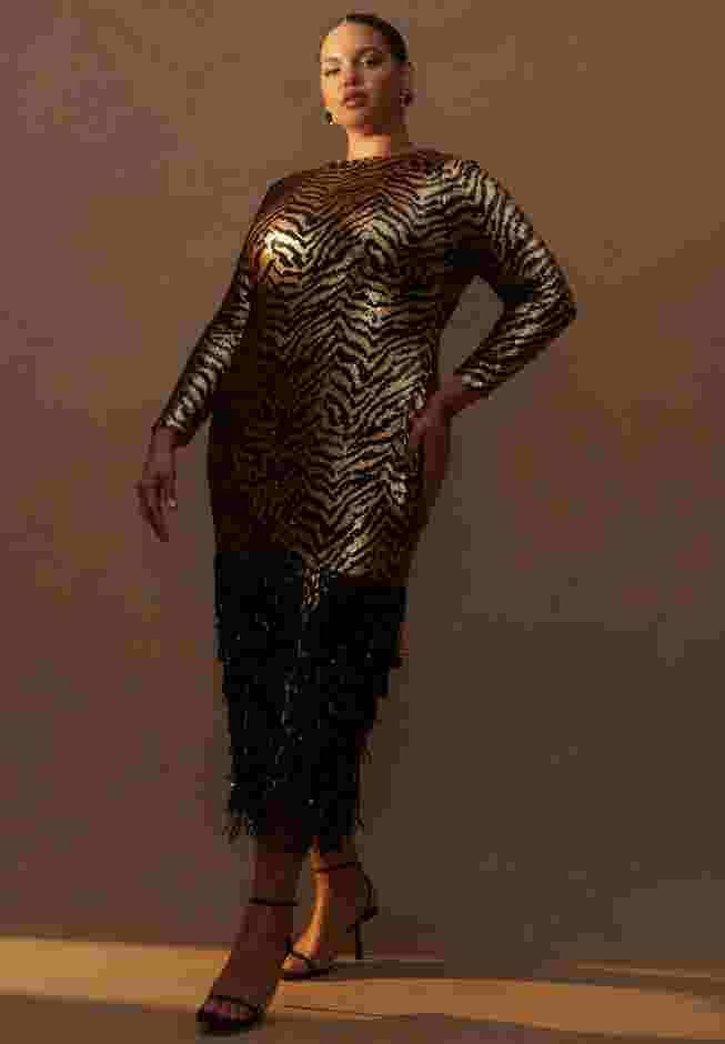 Animal Pattern Sequin Dress image number 0