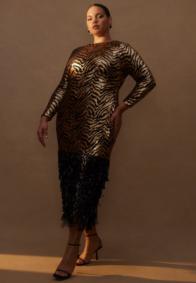 Animal Pattern Sequin Dress image number 0