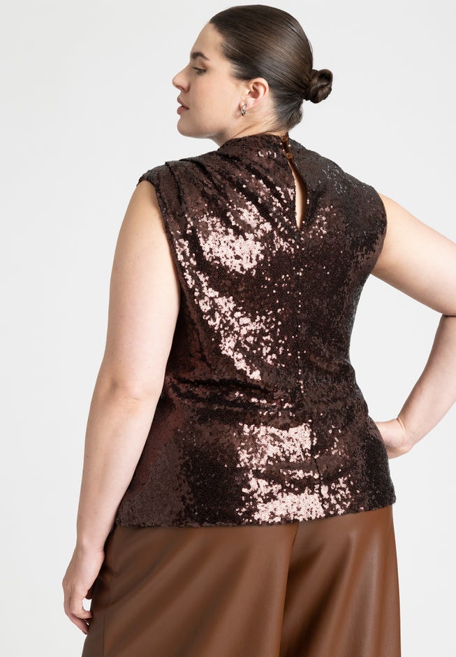Sequin Funnel Neck Top image number 1