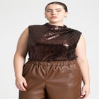 Sequin Funnel Neck Top image number null