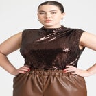 Sequin Funnel Neck Top image number null