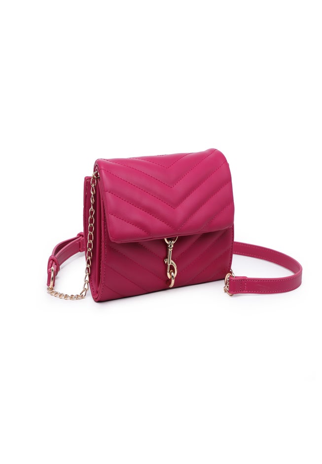 Chevron Quilted Bag With Clasp Detail image number 1