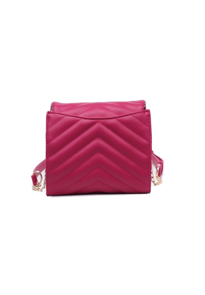 Chevron Quilted Bag With Clasp Detail image number 2