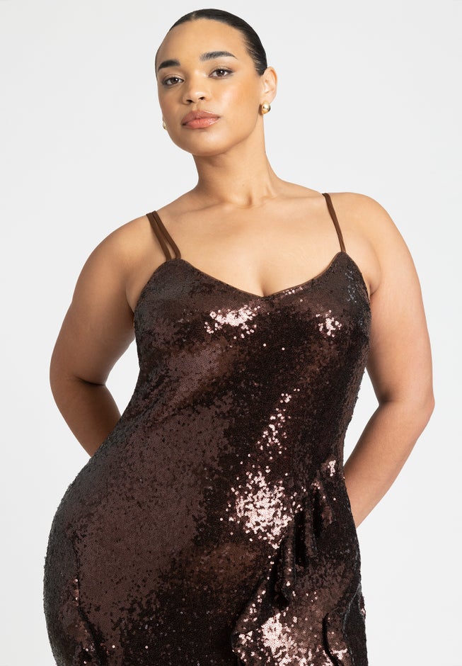 Sequin Dress With Ruffle image number 3