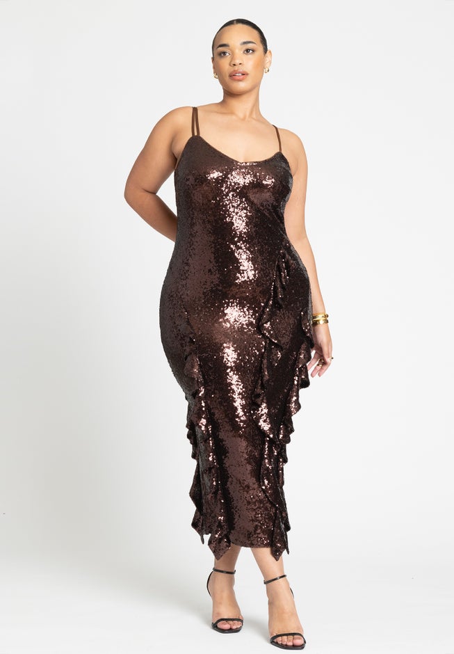 Sequin Dress With Ruffle image number 0