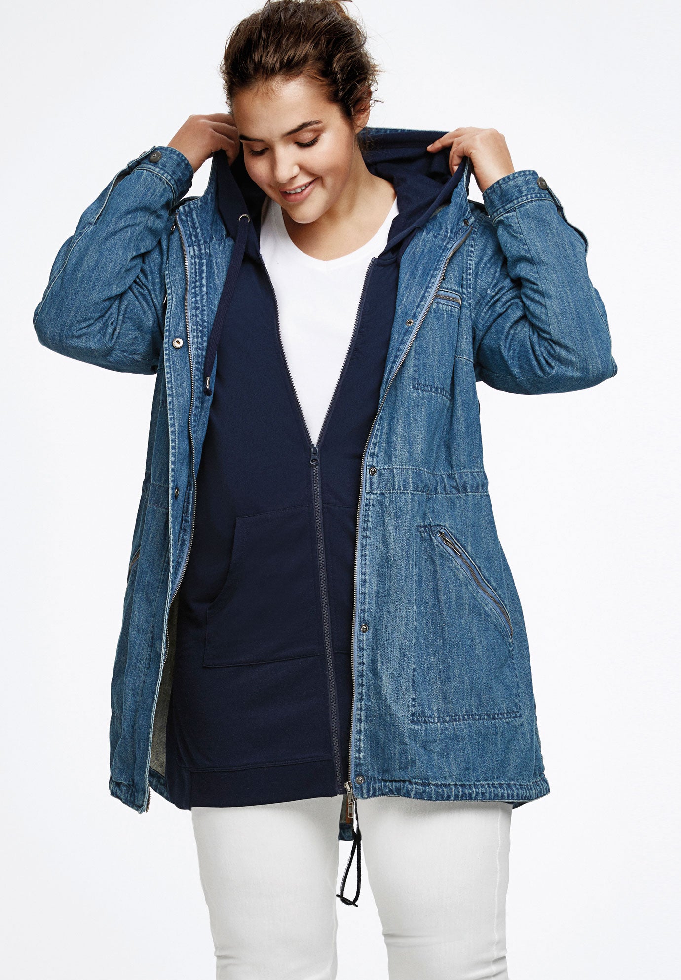 Hooded Anorak Denim Jacket image number 3
