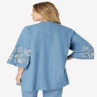 Plus Size Chambray Embroidered Kimono image number null