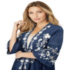 Plus Size Chambray Embroidered Kimono image number null