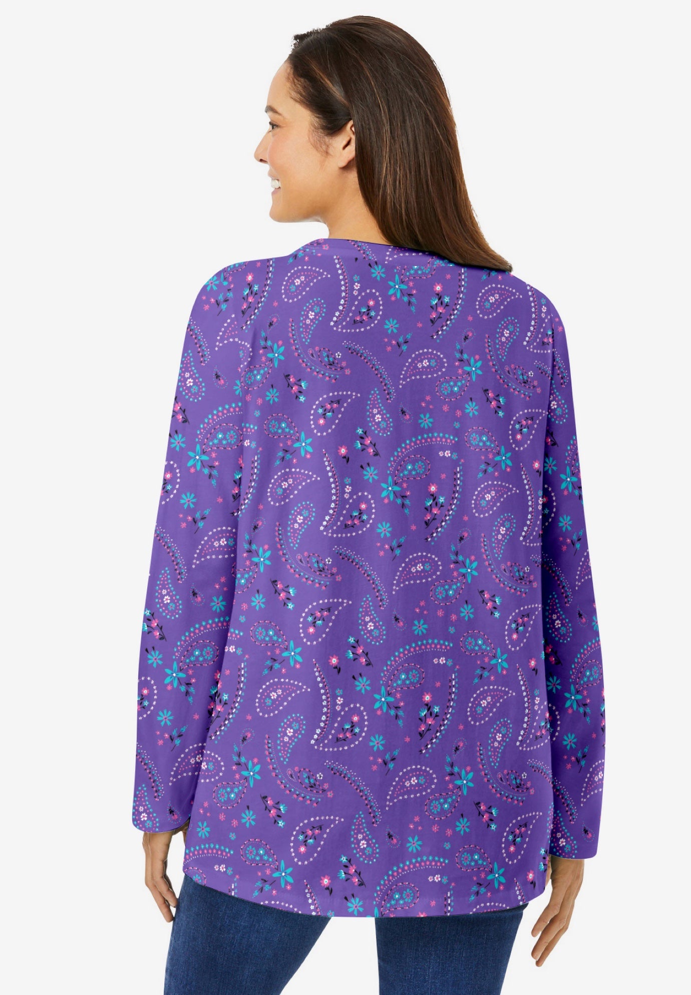 Perfect Printed Long-Sleeve Crewneck Tee image number 1