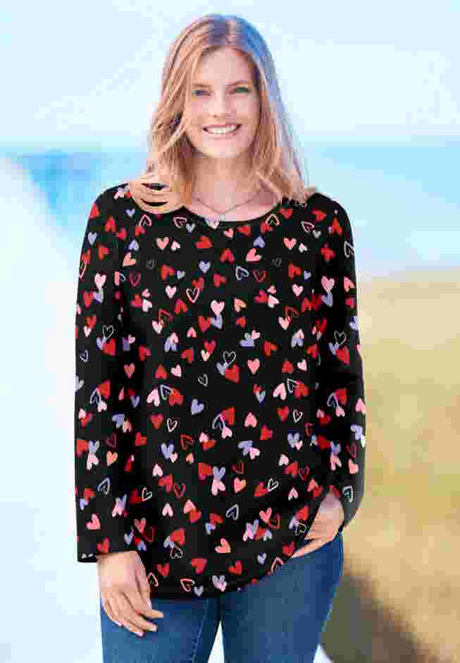 Perfect Printed Long-Sleeve Crewneck Tee image number 0