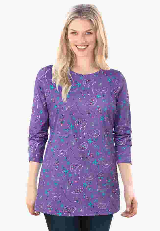 Perfect Printed Long-Sleeve Crewneck Tee image number 0