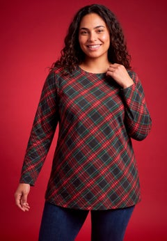 Perfect Printed Long-Sleeve Crewneck Tee