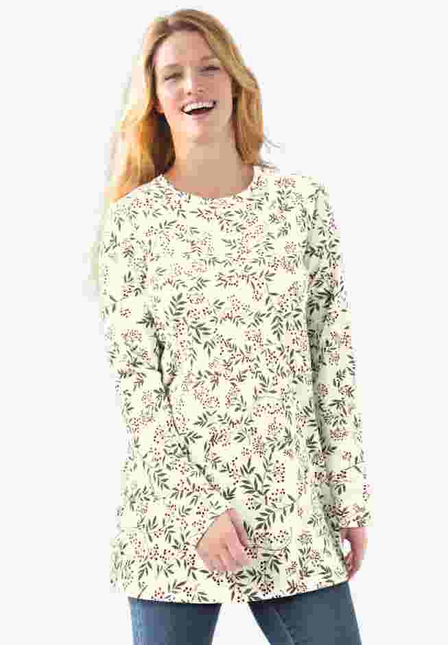Perfect Printed Long-Sleeve Crewneck Tee image number 0