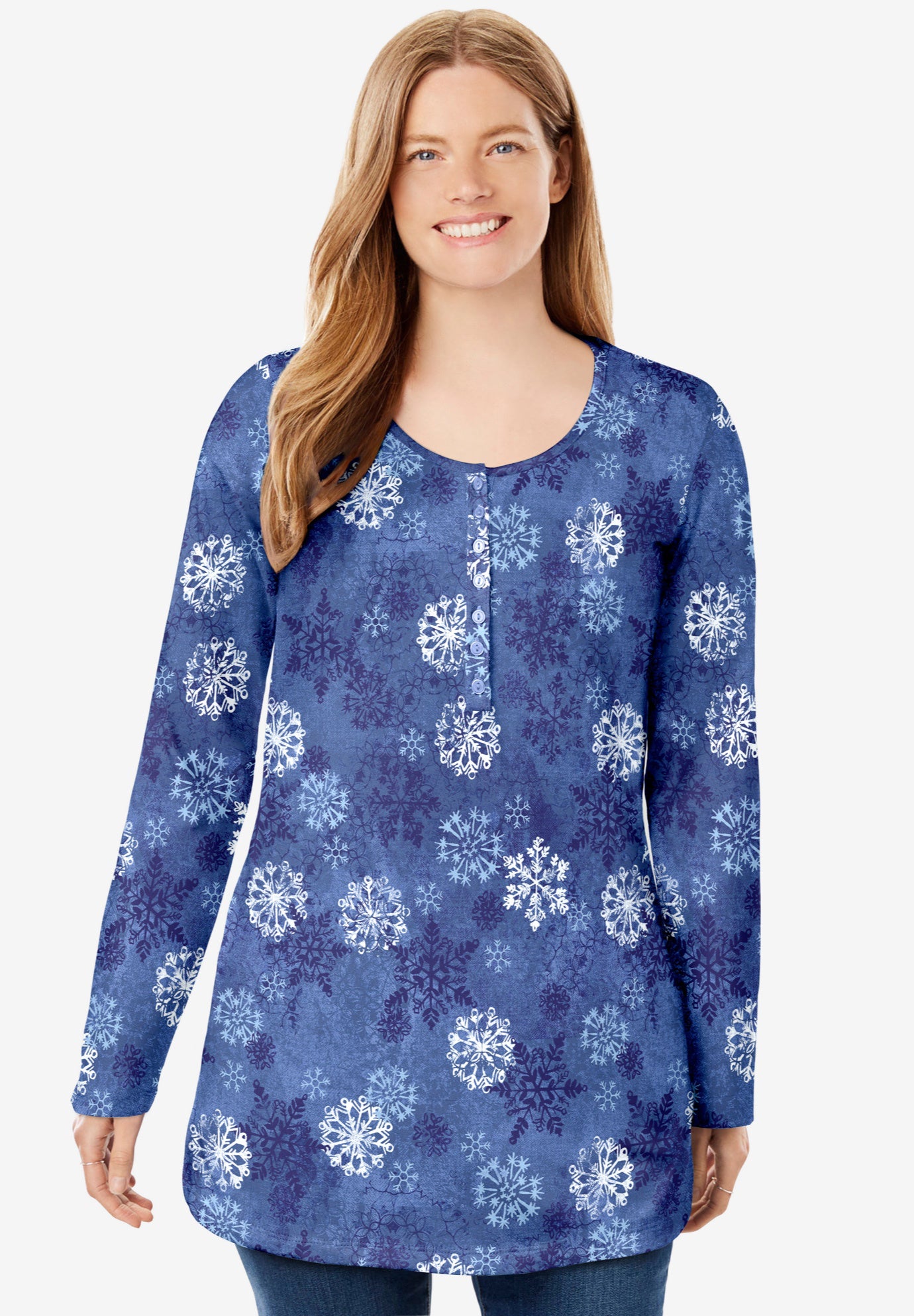 Perfect Printed Long-Sleeve Henley Tee image number 0