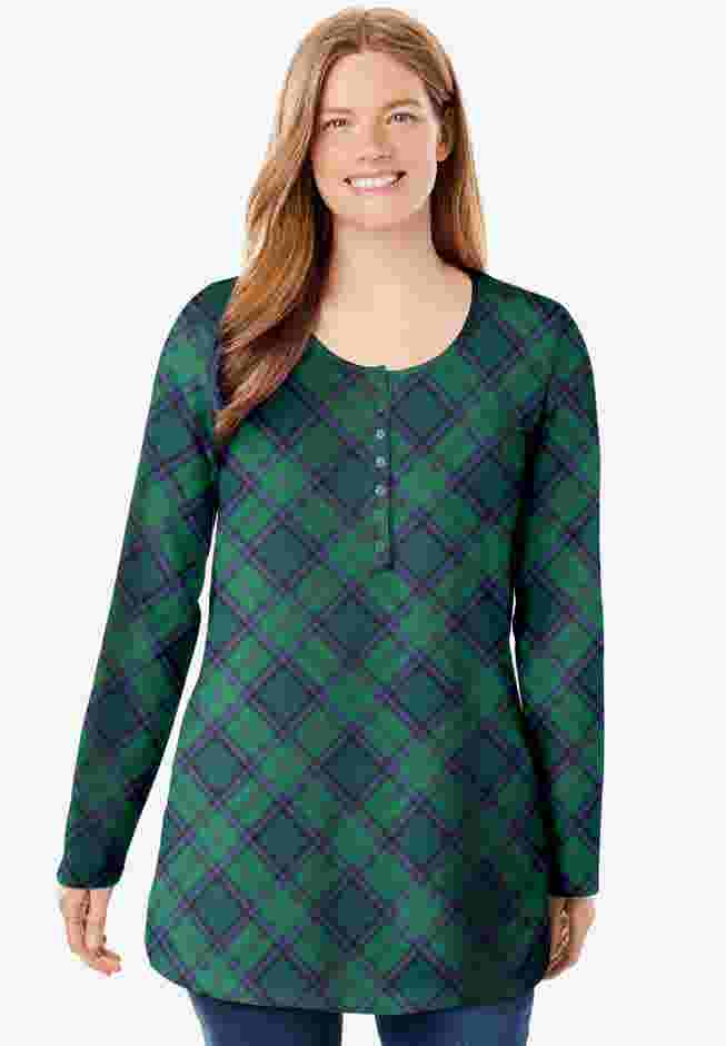 Perfect Printed Long-Sleeve Henley Tee image number 0