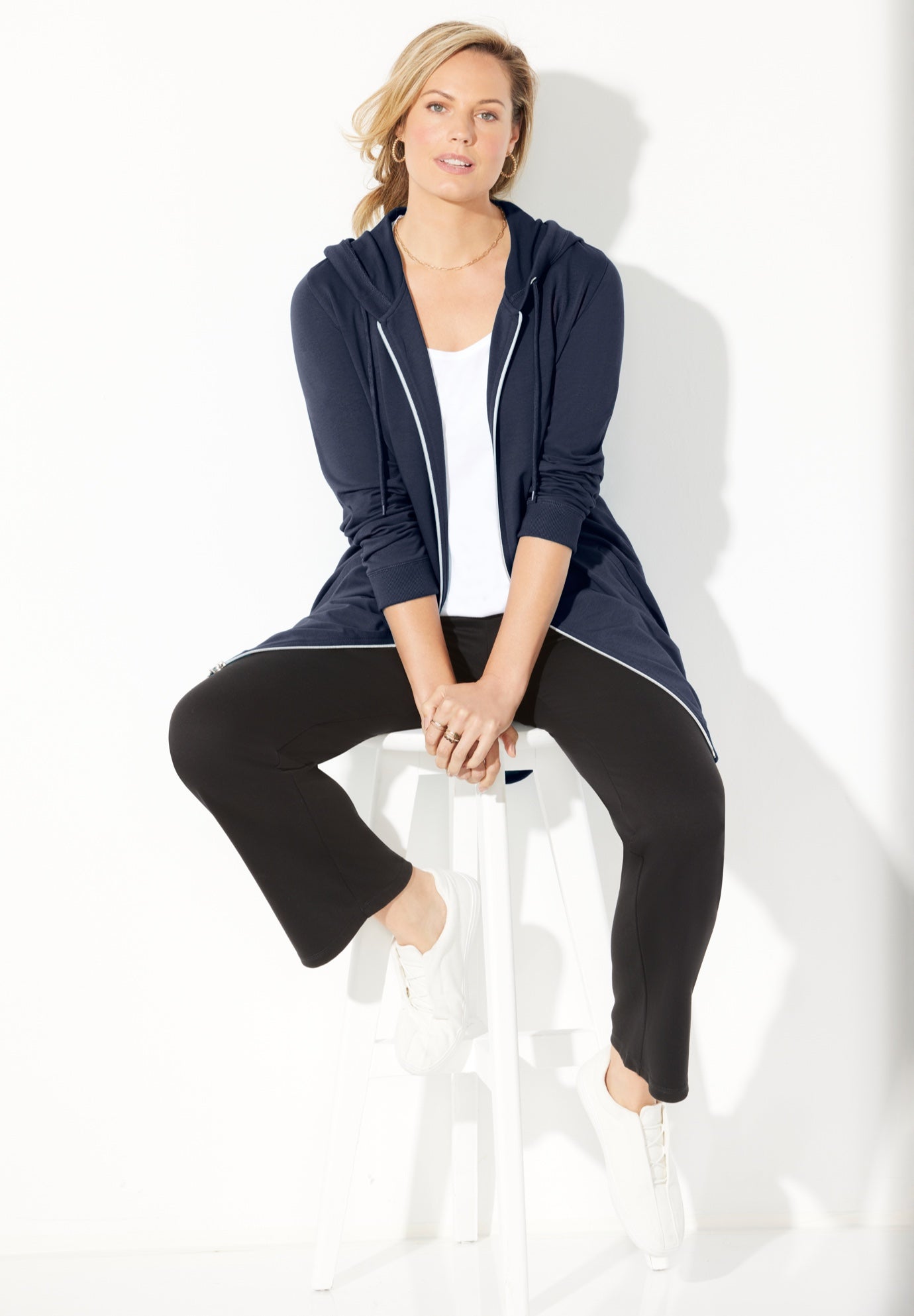 Cloud Knit French Terry Zip-Front Hoodie image number 1