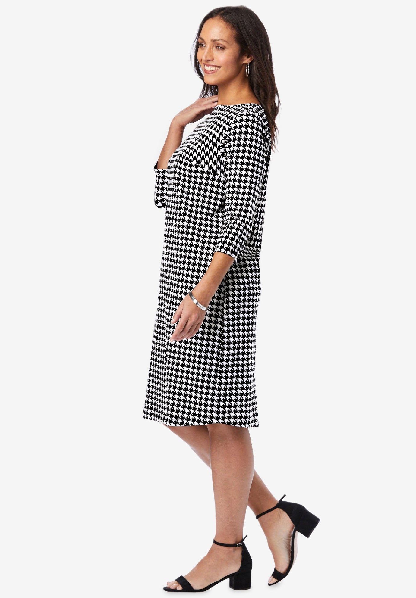 Stretch Cotton Boatneck Shift Dress image number 1
