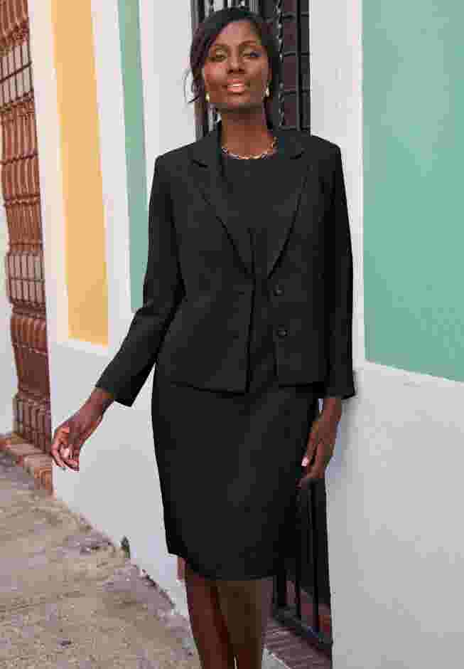 2-Piece Stretch Crepe Single-Breasted Jacket Dress image number 0