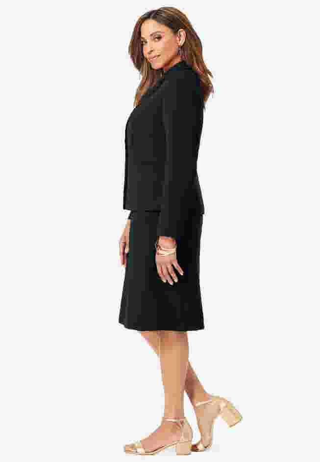 2-Piece Stretch Crepe Single-Breasted Jacket Dress image number 3