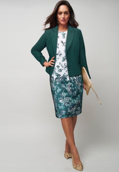 Stretch Crepe Single-Breasted Jacket Dress