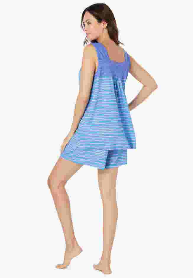 Lace-Trim Short Pajama Set  image number 1