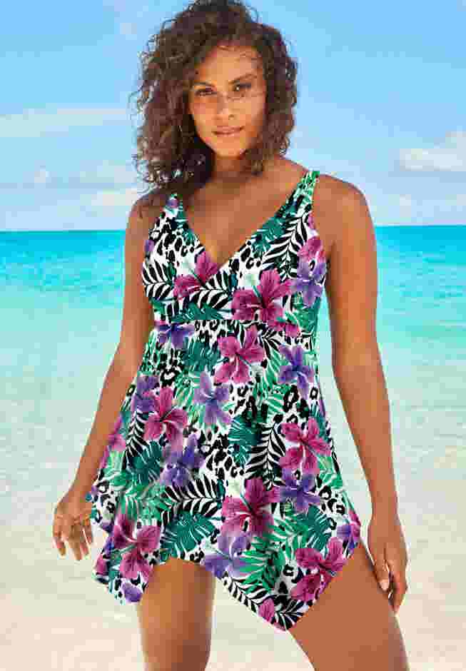 Handkerchief-Hem Two-Piece Swim Dress image number 2