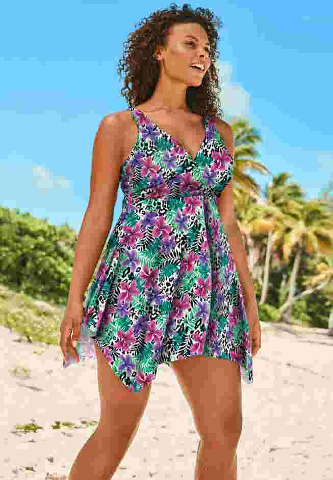 Handkerchief-Hem Two-Piece Swim Dress image number 0