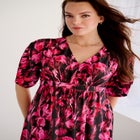 Stretch Knit Fit And Flare Elbow-Length Sleeve Tie-Back Maxi Dress image number 1