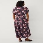 Stretch Knit Fit And Flare Elbow-Length Sleeve Tie-Back Maxi Dress image number 1