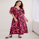 Stretch Knit Fit And Flare Elbow-Length Sleeve Tie-Back Maxi Dress image number 0