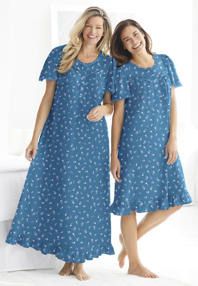 Long Floral Print Cotton Gown image number 6