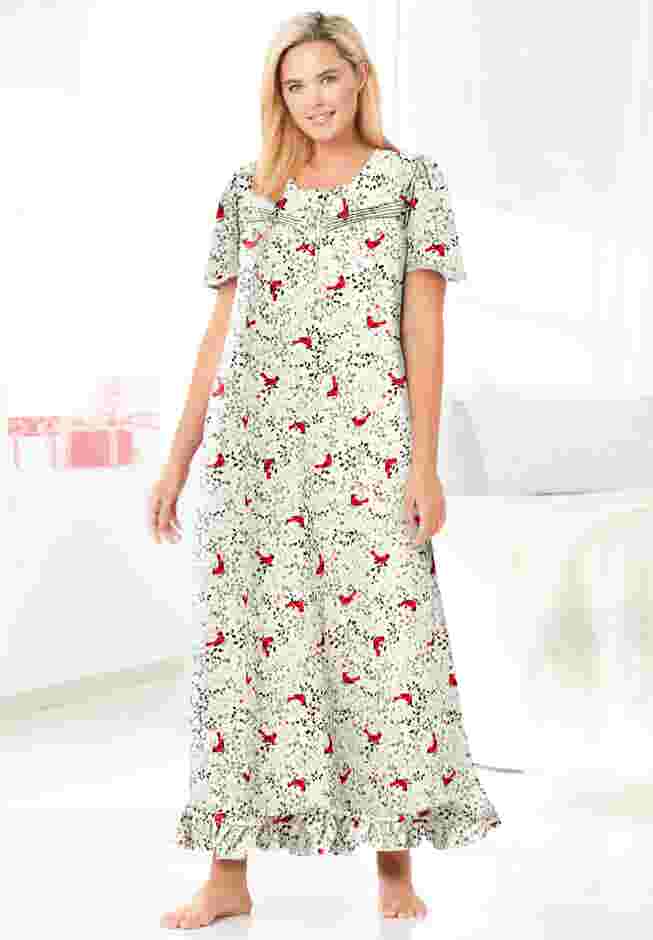 Long Floral Print Cotton Gown image number 5