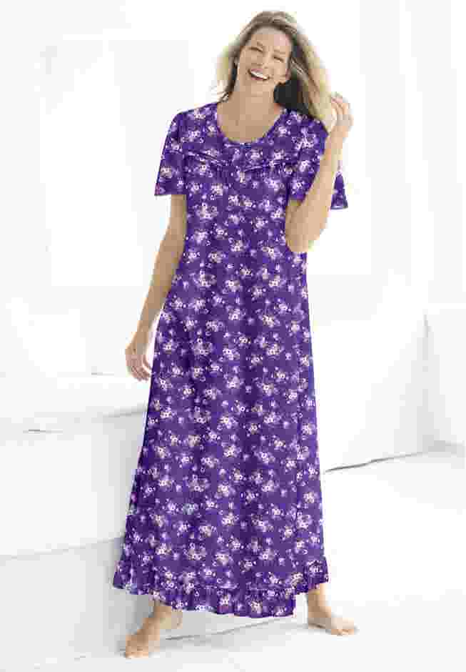 Long Floral Print Cotton Gown image number 0