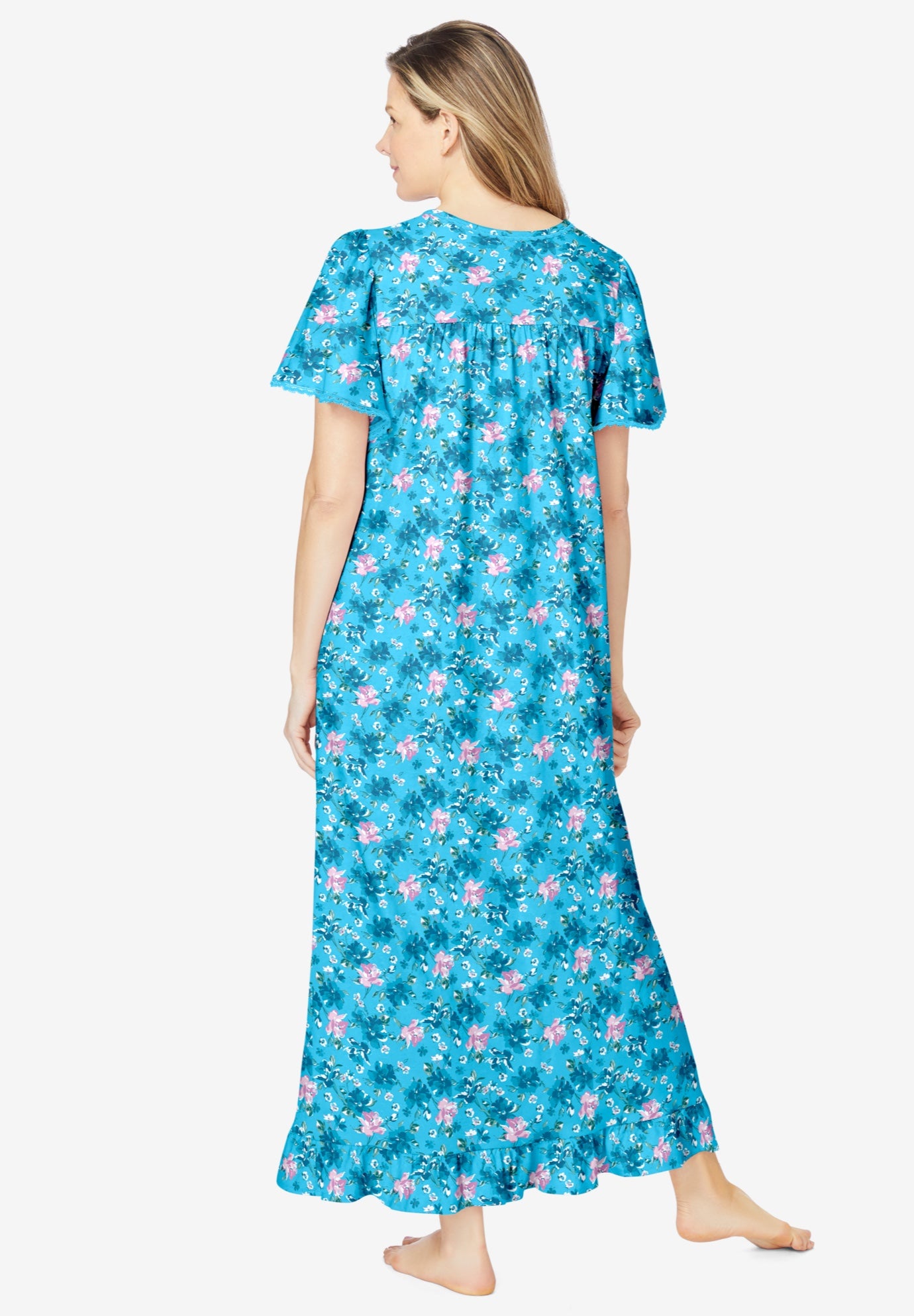 Long Floral Print Cotton Gown image number 1