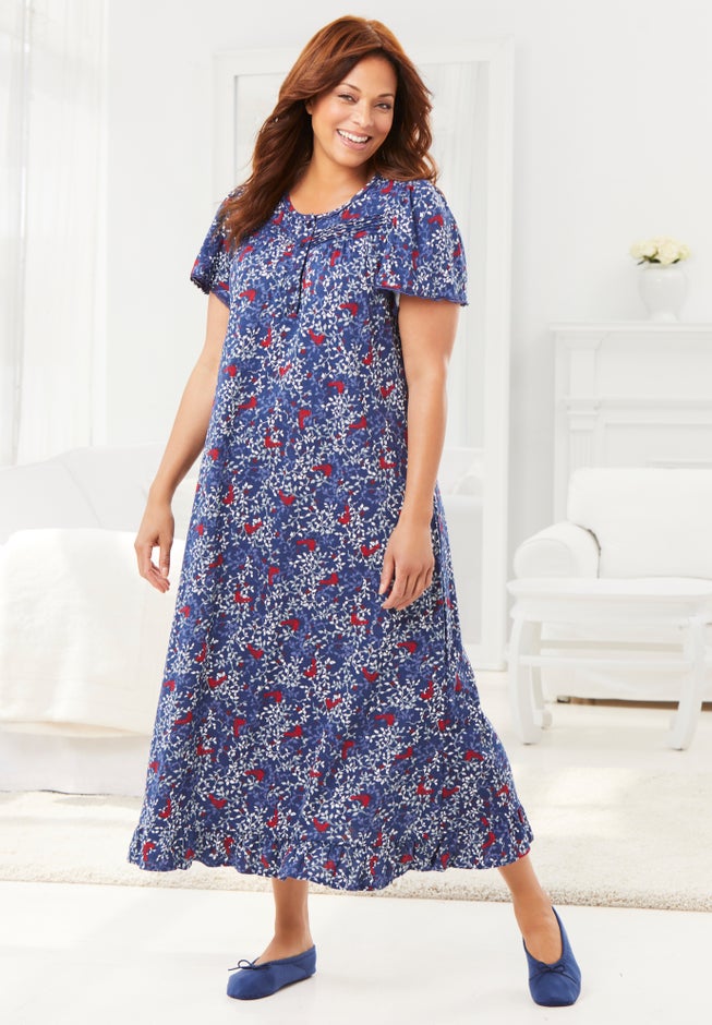 Long Floral Print Cotton Gown image number 7