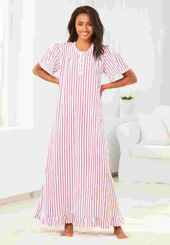 Long Floral Print Cotton Gown image number 7