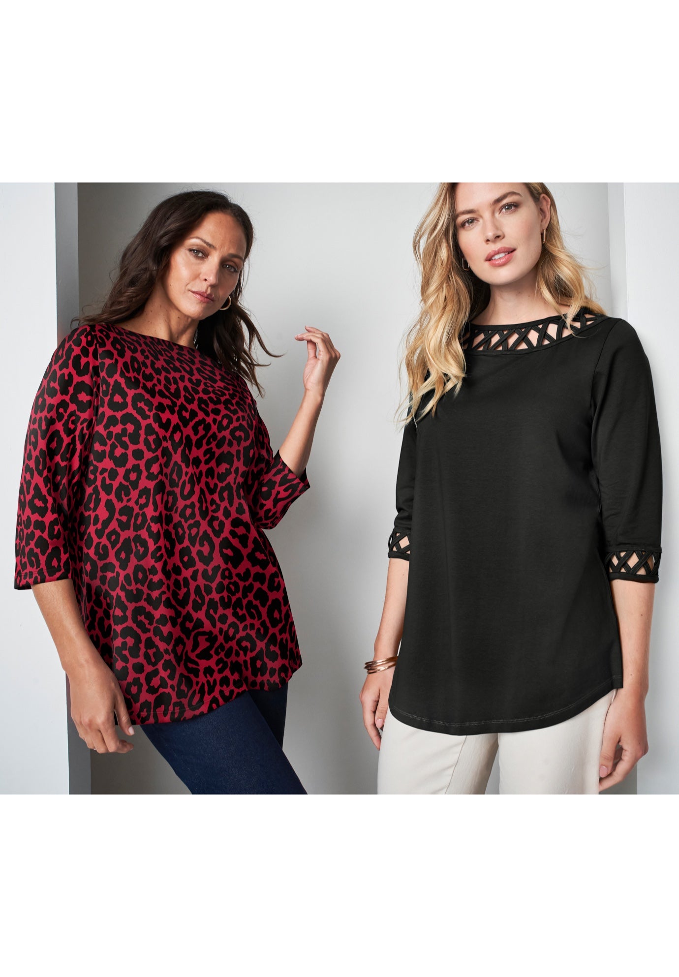 Stretch Cotton Lattice Boatneck Tunic image number 1