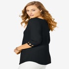 Stretch Cotton Lattice Boatneck Tunic image number null