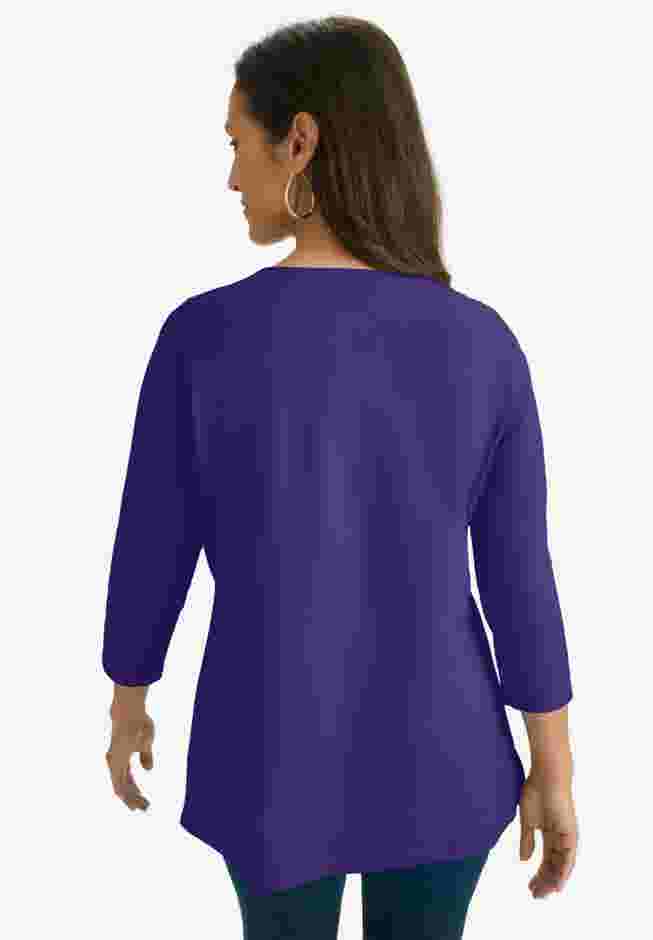 Stretch Cotton Notch Neck Tunic image number 1