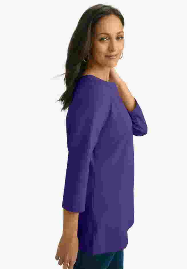 Stretch Cotton Notch Neck Tunic image number 2
