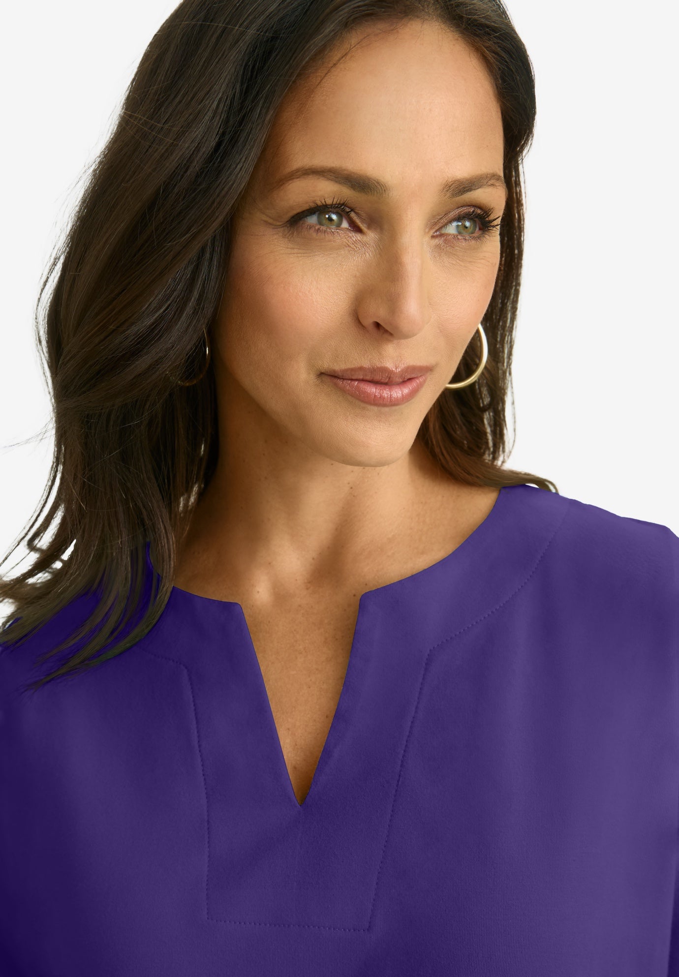 Stretch Cotton Notch Neck Tunic image number 3