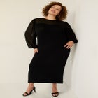Chiffon-Paneled Midi Sweater Dress image number 0