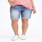 Mid-Rise Stretch Denim Bermuda Shorts image number null