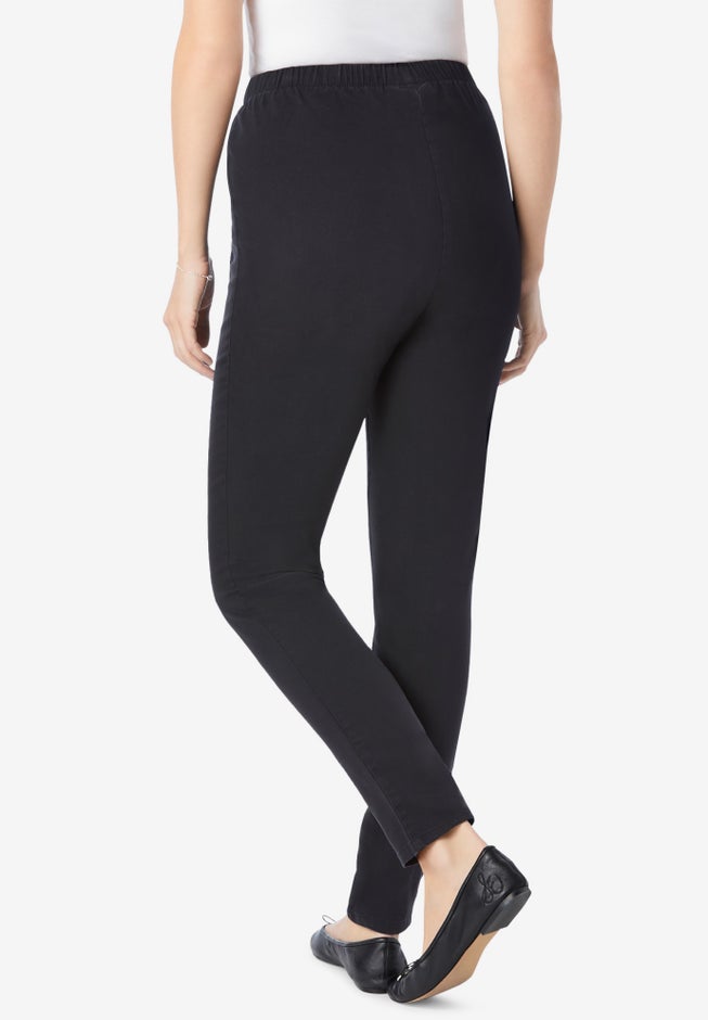Pull-On Elastic-Waist Stretch Fineline Denim Jeans image number 1