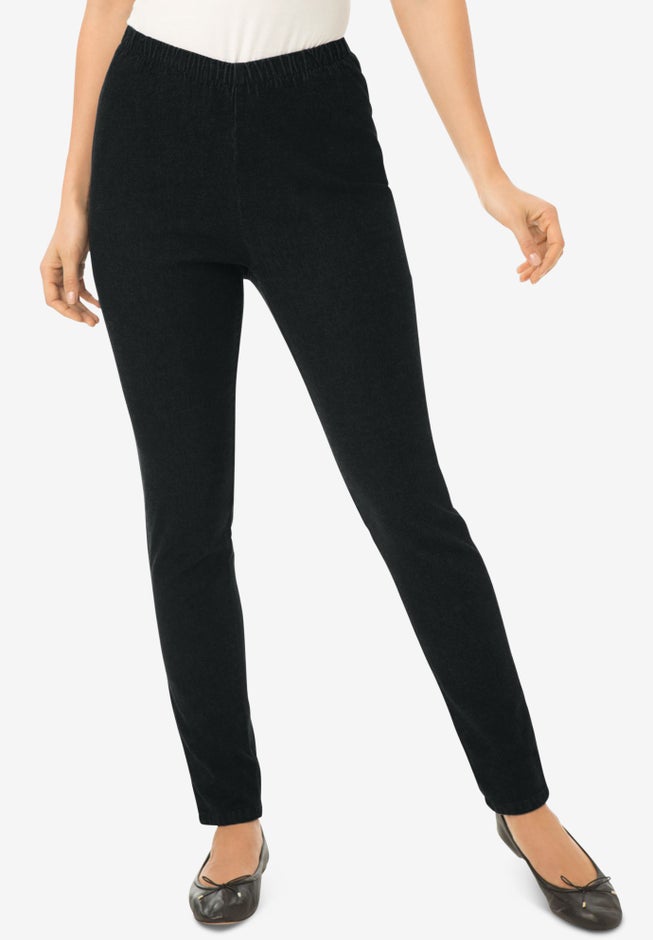 Pull-On Elastic-Waist Stretch Fineline Denim Jeans image number 0