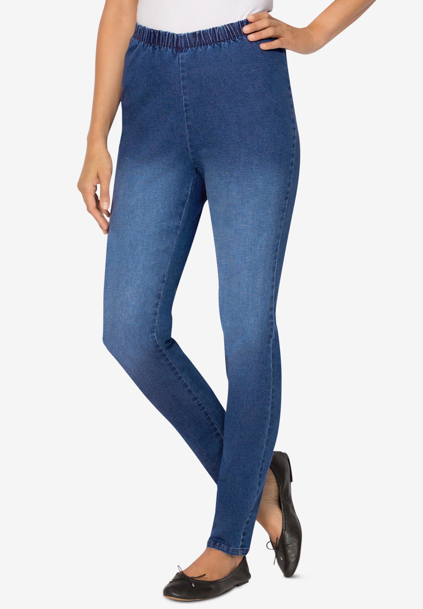 Pull-On Elastic-Waist Stretch Fineline Denim Jeans image number 0